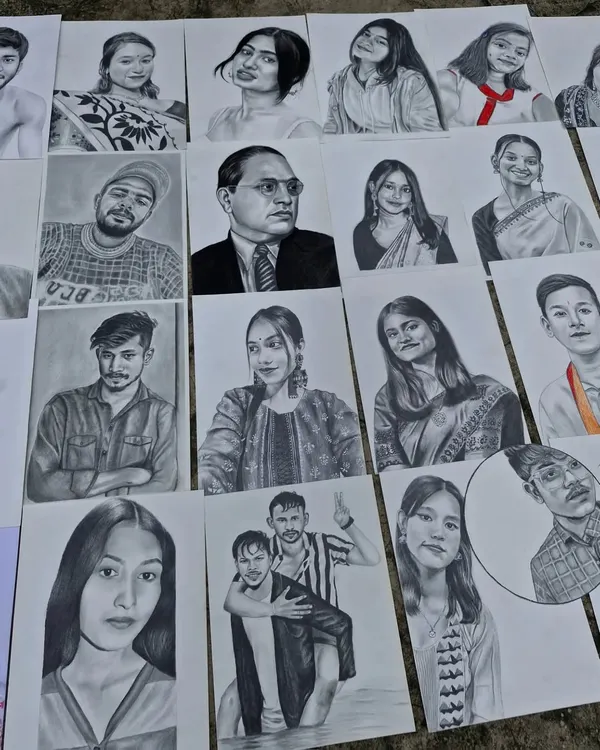 A collection of my artwork from the last two months, featuring both paid commissions and follower sketches.