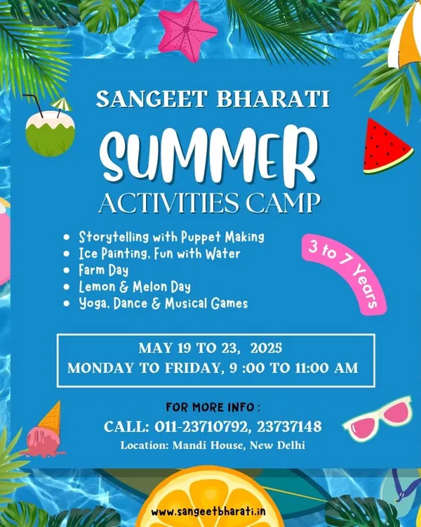 This poster provides a complete overview of our Summer Activities Camp for children aged 3 to 7. It details the exciting mix of activities we offer, from puppet making and ice painting to yoga and musical games.