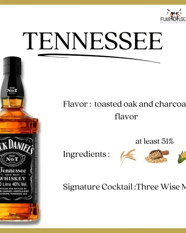 A quick guide to Tennessee Whiskey. We teach our students about the specific rules of different spirits, such as the charcoal filtering process that defines this American whiskey style.