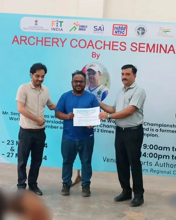 I believe in lifelong learning. Here I am receiving a certificate after successfully completing an Archery Coaches Seminar with world-class coach Mr. Sergio Pagni to bring the latest techniques to my students.