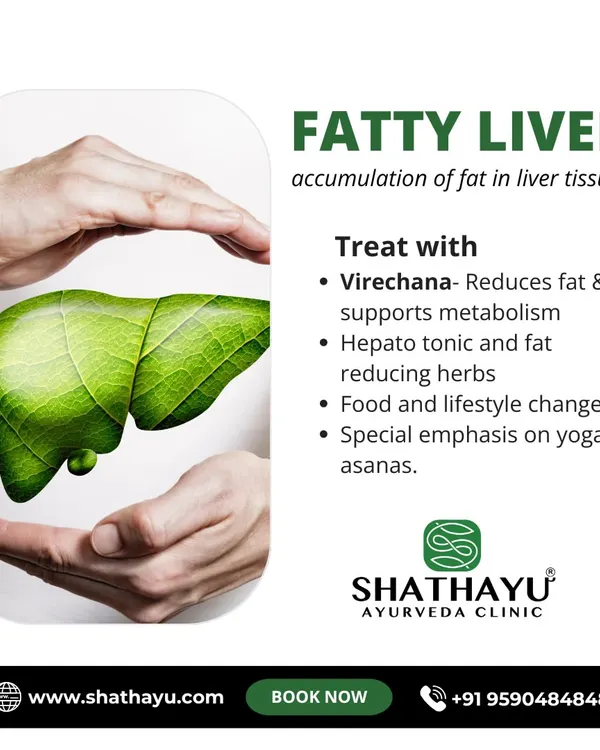 A fatty liver indicates a deeper metabolic imbalance. I treat this condition with a structured approach that includes Virechana detox to reduce fat, hepato tonic herbs to support the liver, and specific lifestyle changes.