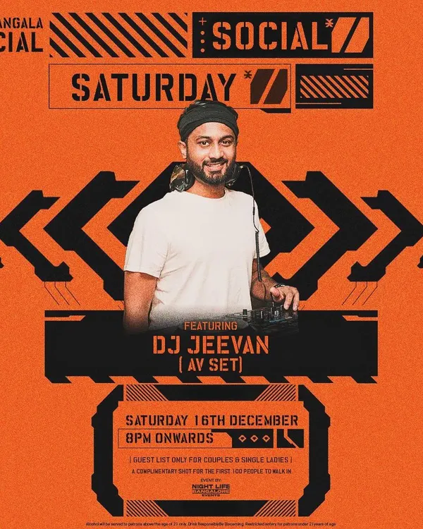 The poster for my AV set at Koramangala Social. I specialize in audio-visual performances, mixing music videos and custom graphics live to create a more engaging show.