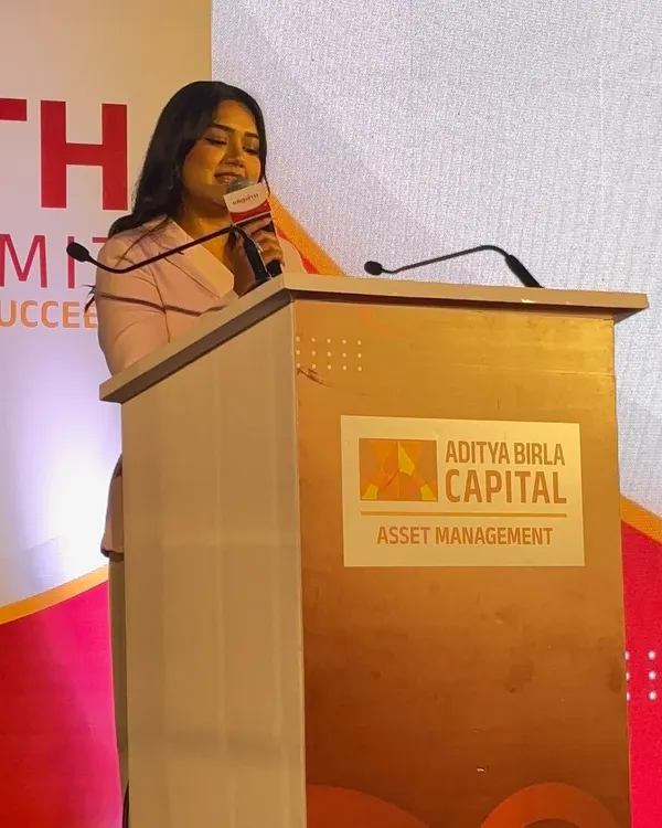 On the podium for the Aditya Birla Capital Growth Summit. It's crucial to set a tone of innovation and confidence for events focused on the future of asset management.