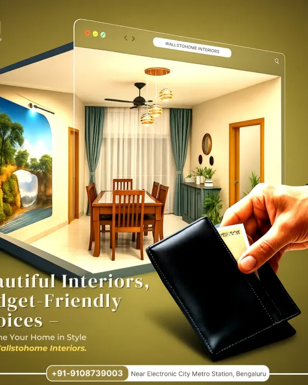 We believe in beautiful interiors and budget-friendly choices. This graphic illustrates our promise to redefine your home in style, without breaking the bank.