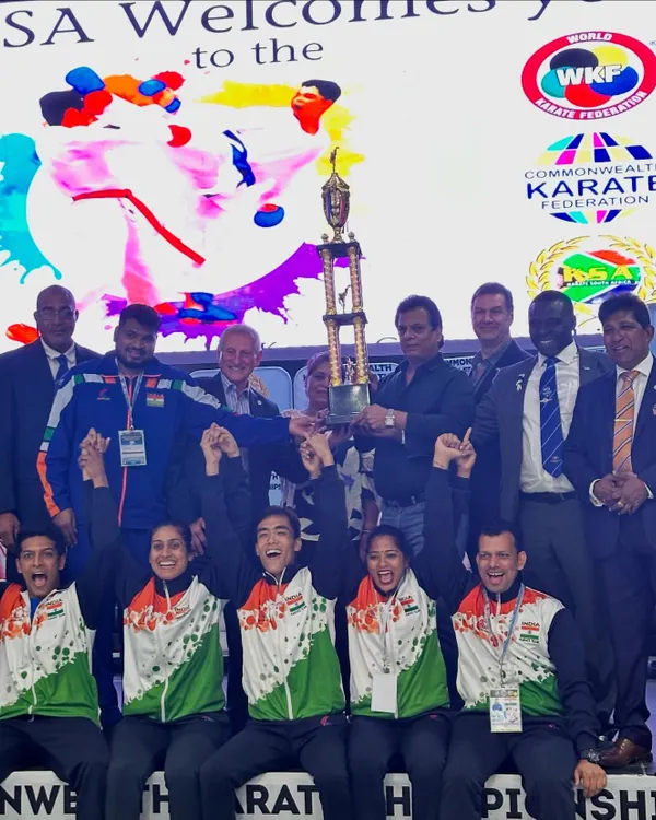 A moment of immense pride as Team KIO India lifts the overall champion trophy at the 11th Commonwealth Karate Championship in Durban. This is the result of our collective hard work and dedication.