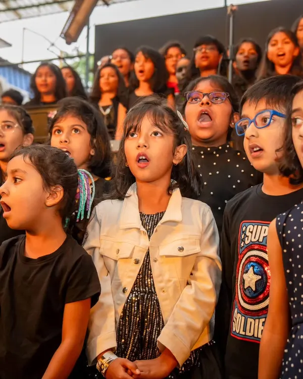Our junior choir team singing their hearts out. These group sessions teach kids about harmony, rhythm, and the joy of making music together.