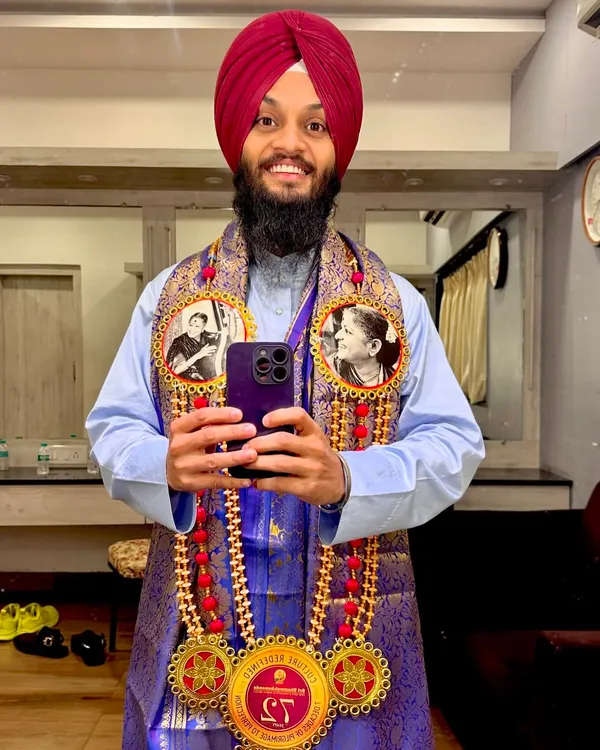 A selfie after being awarded the Bharat Ratna M.S. Subbulakshmi Fellowship for the second time. I am holding the award, feeling immense gratitude to my Gurus and my family.
