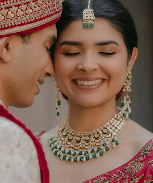 This is what it's all about. A radiant bride, a happy groom, and a glow that feels as natural as their smiles. For her Jaipur wedding, we focused on fresh, breathable skin and soft definition to let her own beauty shine, creating a look that was both timeless and heartfelt.