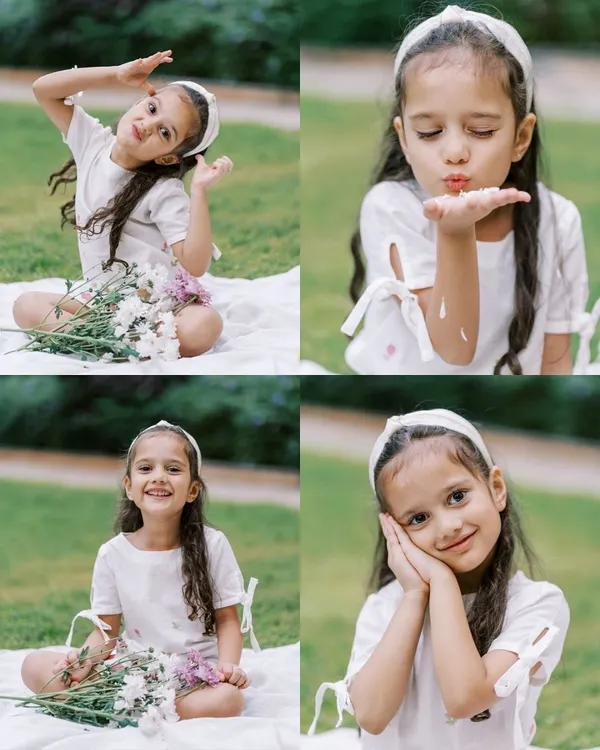 Five years of love and giggles. This collage captures the beautiful, lively spirit of a five-year-old, full of personality and not a single stiff pose in sight.