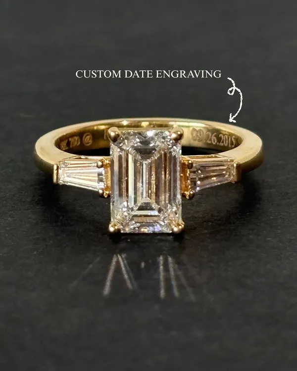 This solitaire ring is not just about brilliance; it is about meaning. With custom date engraving, it becomes a memory set in gold, a story that begins on a day worth holding onto forever.