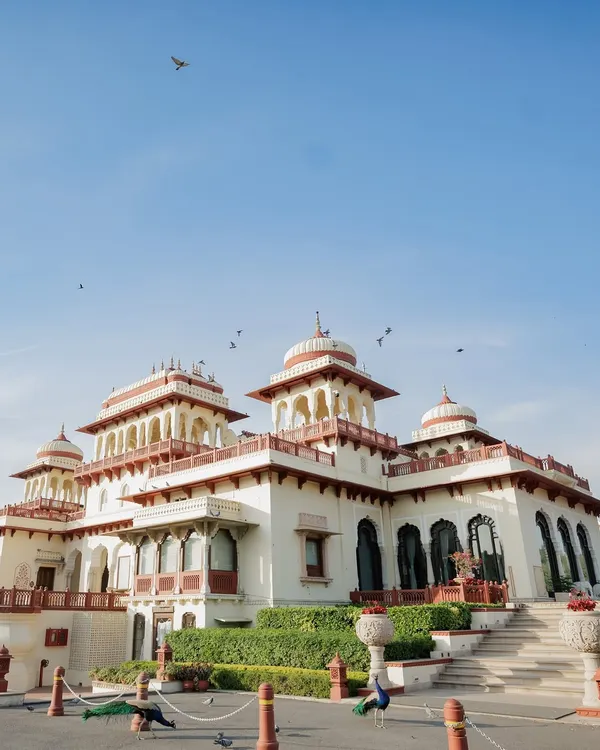 The magnificent Rambagh Palace in Jaipur, a perfect example of the grand heritage locations I use for royal pre-wedding and wedding photography.