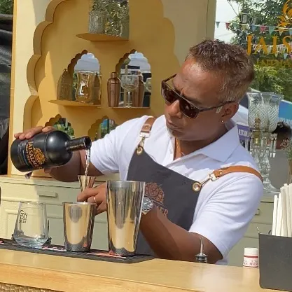 Setting up a premium bar for a Jaisalmer Gin event. I specialize in corporate event bar services, ensuring the drinks and style align perfectly with your brand's image for launches, conferences, and company parties.