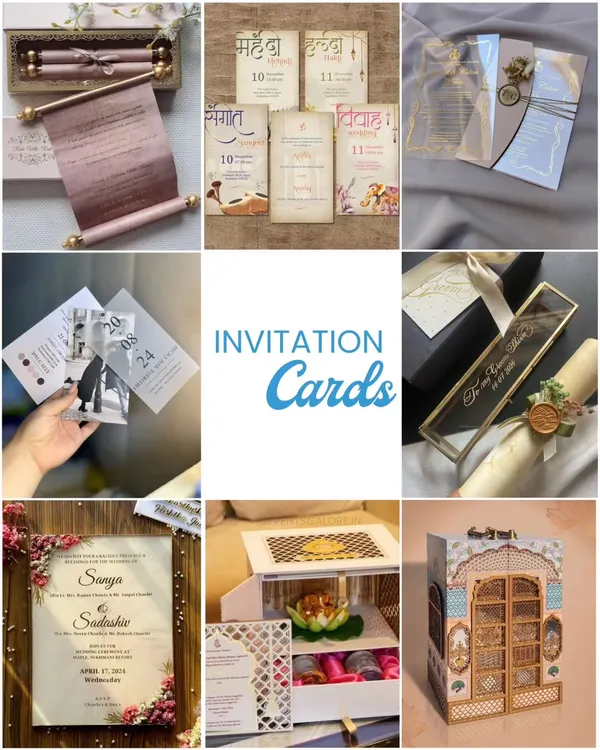 Your invitation is the prelude to your wedding story. I can help you design everything from luxurious boxed invitations and traditional scroll cards to modern acrylic invites, ensuring it perfectly reflects your style. (Concept inspiration).