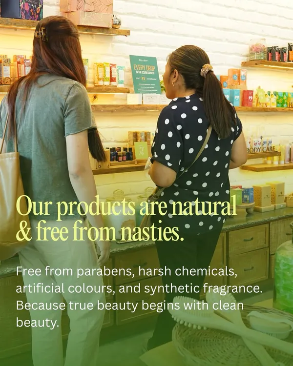 Our promise to you. We use products that are natural and free from parabens, harsh chemicals, and artificial fragrances, because we believe clean beauty is the best beauty.