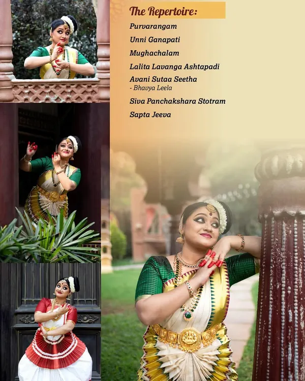 An overview of the repertoire for Dr. Sushmitha Anantha Murthy's Arangetram, showcasing the range of pieces a student masters for their debut.