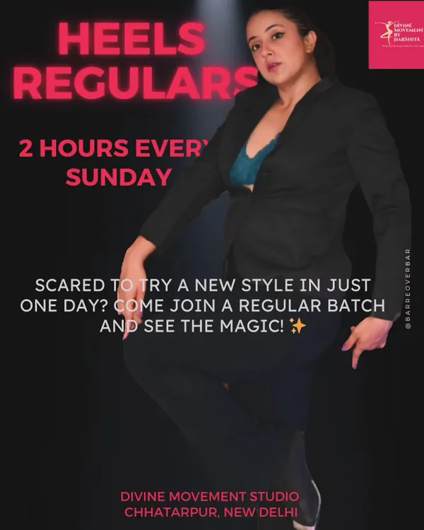 If you're nervous about trying a new style, my regular heels classes are the perfect solution. We take the time to build a strong foundation, so you can learn and grow your confidence at a comfortable pace every Sunday.