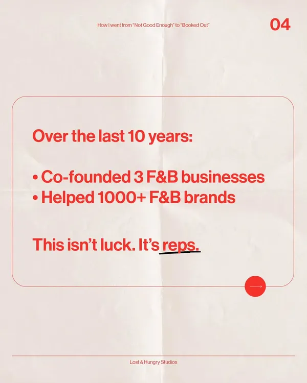 This is the core of my philosophy. After a decade and helping over a thousand brands, I know success isn't about a lucky break. It's about putting in the reps, day in and day out, to build skill and deliver results.