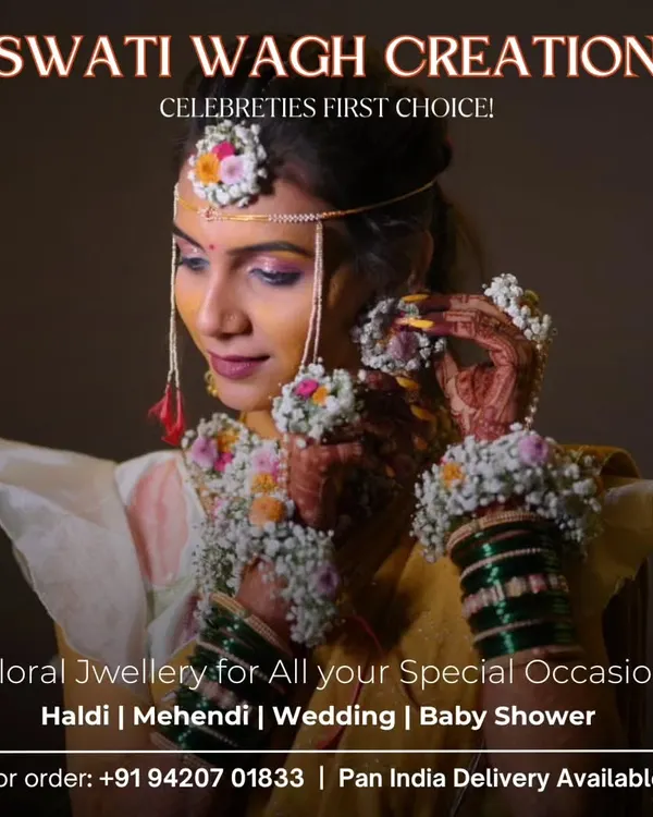 As the first choice for celebrities, I pour my heart into creating floral jewellery for every special occasion. This Haldi look is a perfect example of how my custom designs can elevate your entire ensemble.