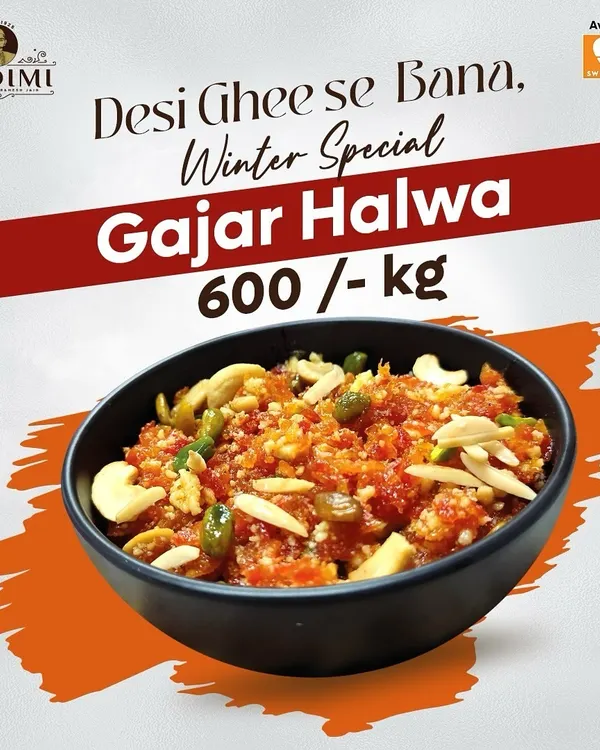 When winter arrives, it's time for our special desi ghee Gajar Halwa. Made with fresh carrots, khoya, and dry fruits, it's a taste of warmth and comfort.