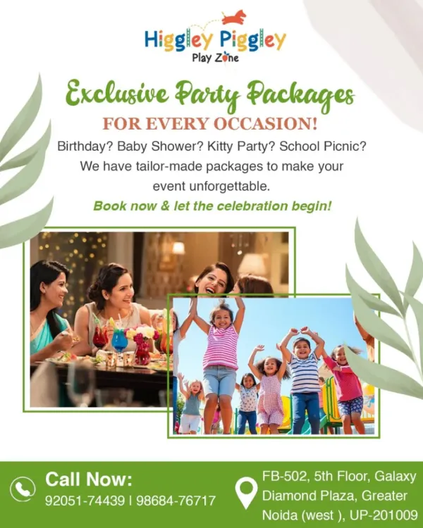 We offer exclusive, tailor-made packages for every occasion, whether it's a birthday, baby shower, kitty party, or school picnic. Let us make your event unforgettable.