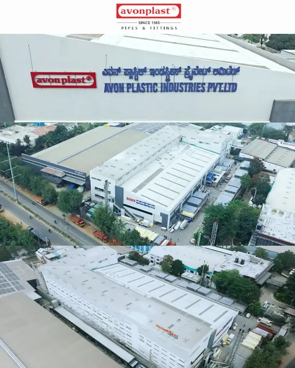 An aerial overview and close-up of the Avon Plastic Industries facility in Bengaluru. Our drone videography provides a complete picture of a factory's exterior and its branding.