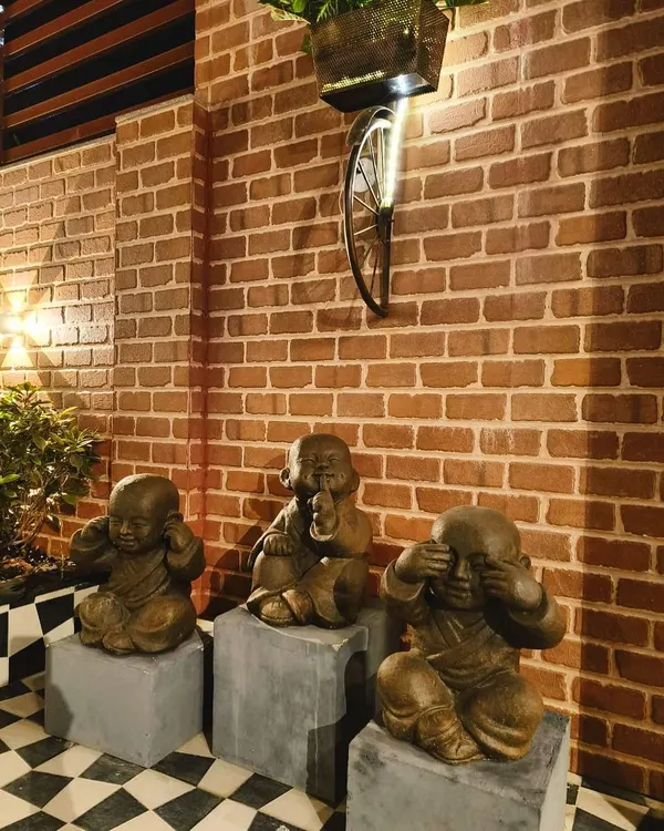 We love seeing how you style our pieces. A client created this wonderful display in their foyer with our 'lucu' monks representing "see no evil, speak no evil, hear no evil."