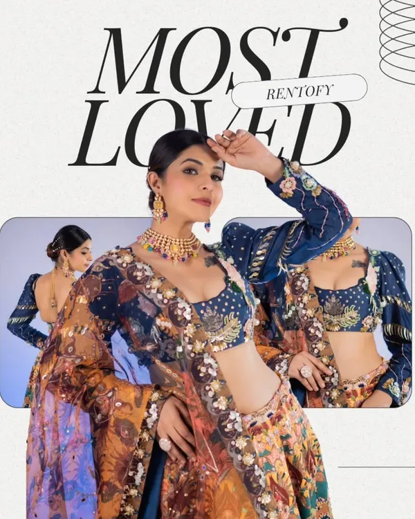 This is one of my most-loved lehengas, and you can see why. The intricate, multi-colored design is a work of art, perfect for a bride's family or a wedding guest who wants to stand out.