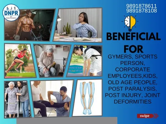 This graphic highlights the wide range of people we help, from gym-goers and corporate employees to kids and seniors. Our physiotherapy services are beneficial for anyone dealing with pain from joint deformities, injuries, or lifestyle factors.