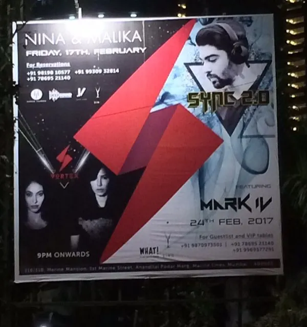 A large outdoor billboard advertising my "Sync 2.0" event. This shows the scale of promotion for my headlining gigs.
