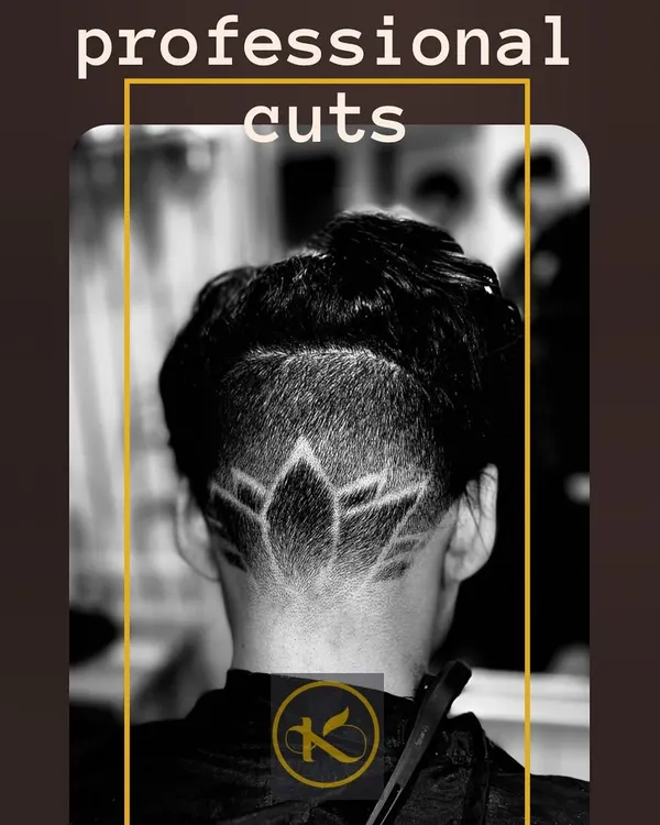 Hair is art, and I love creating unique designs. This image showcases a professional artistic cut with a lotus design shaved into the undercut, demonstrating my skill in precision and creativity for men's hairstyles.