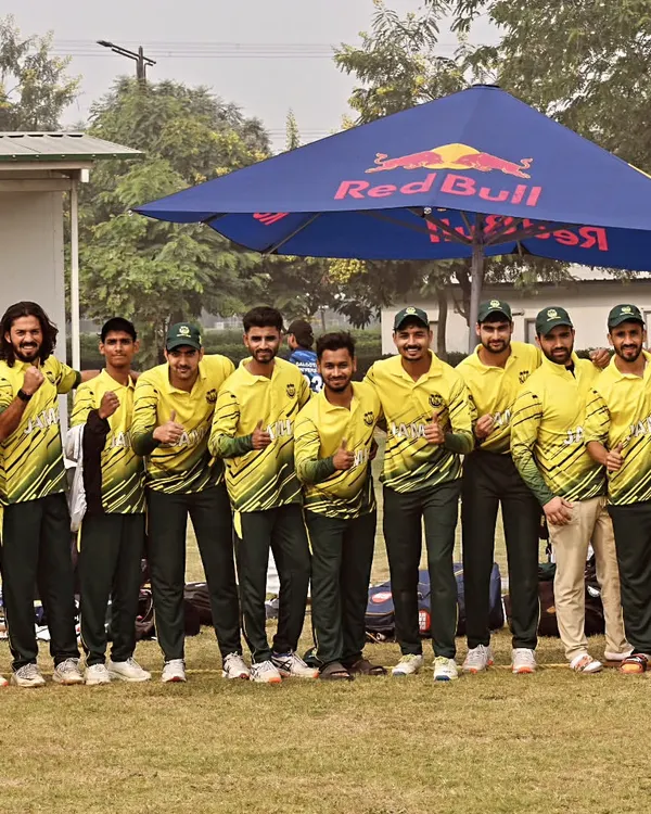 Team JMI celebrating their victory in the SURGE 2024 cricket tournament at Shiv Nadar University. I am proud to manage and support our teams as they defeat formidable opponents to become champions.