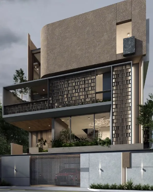 For the SR Residence, I sculpted the facade with scooped-out volumes and textured screens, creating a dynamic interplay between solid and void. This approach allows for interesting indoor-outdoor experiences while maintaining a strong, modern presence.