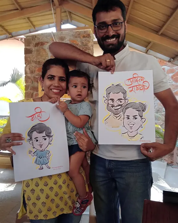 This is what it's all about: capturing the joy of a family in a unique, artistic way. I love creating these special keepsakes, whether it's individual portraits for the kids or a fun drawing of the happy parents.