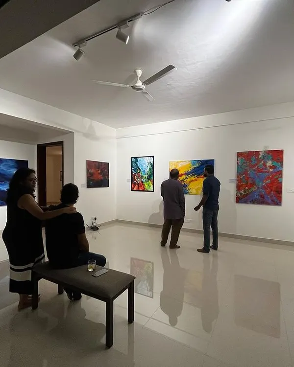 Welcome to our gallery, a space where art and conversation flow freely. This is a glimpse into one of our art soirées, where patrons and enthusiasts gather to connect with the art and each other in a relaxed, intimate setting.