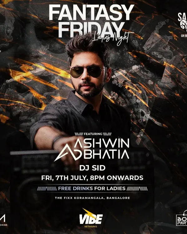 Get your weekend dose of Bollywood at The Fixx. This poster for Fantasy Friday Ladies Night shows the kind of high energy parties I host regularly.