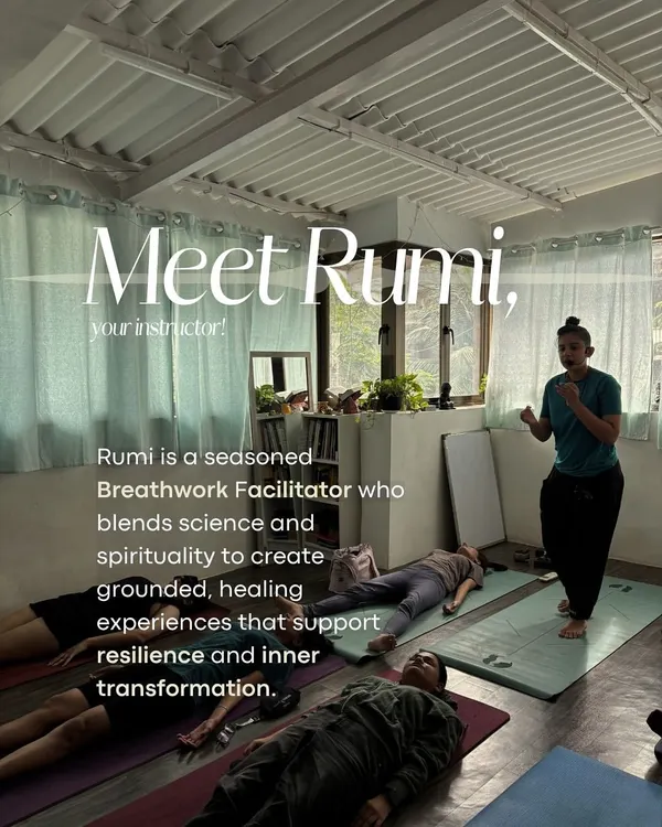 Meet Rumi, your instructor for breathwork. She is a seasoned facilitator who blends science and spirituality to create grounded, healing experiences that support resilience.