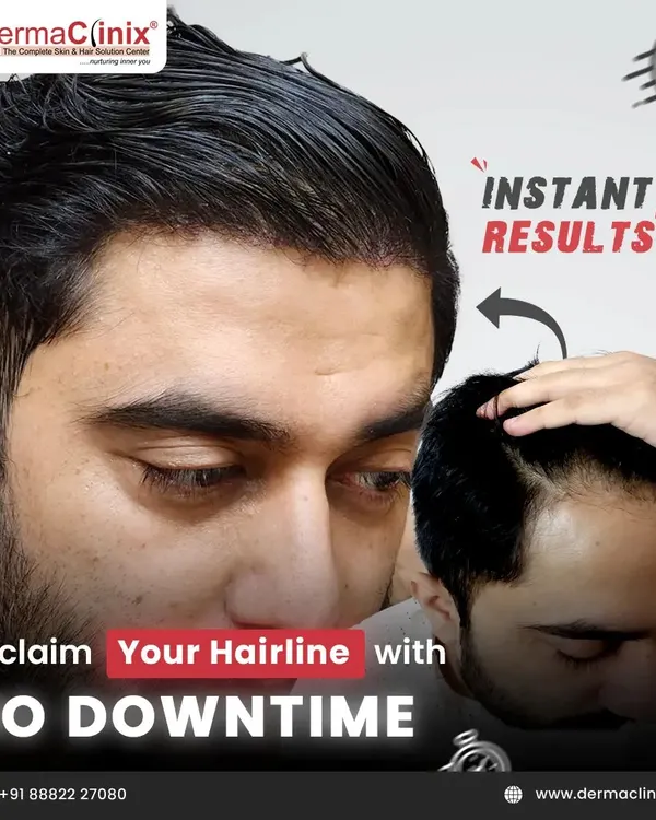 This graphic illustrates the immediate transformation possible with my Long Hair FUE method. You can reclaim your hairline with no downtime, making it a perfect choice for busy professionals and those seeking a discreet procedure.