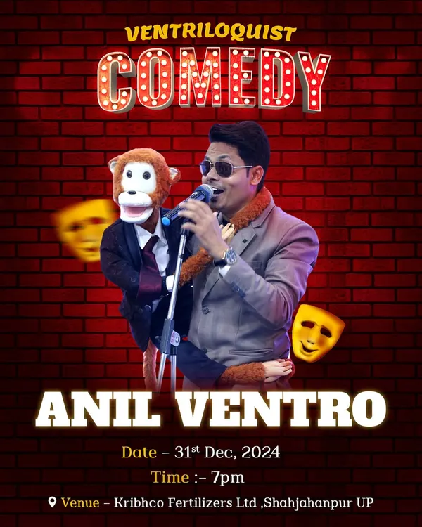 This is a poster from a corporate comedy show we did for Kribhco Fertilizers. We tailor our performances for each corporate client, making sure the humor is relevant and enjoyable for the employees.