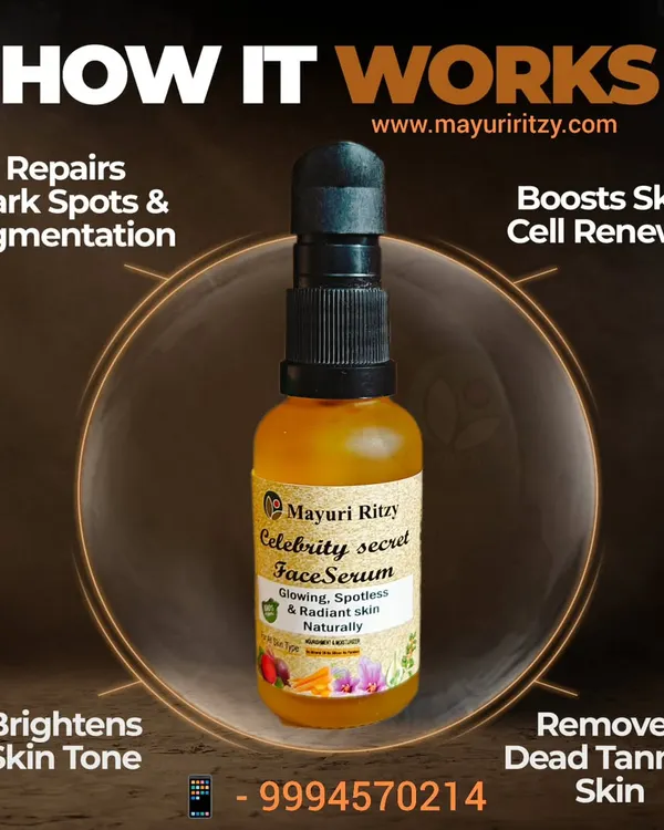 This is my top-selling Celebrity Secret Face Serum, and I am so proud of it. I've packed it with seven natural oils and herbal extracts to repair dark spots, brighten your skin tone, and give you a beautiful glow. It is completely handmade and works wonders on pigmentation and tanned skin.