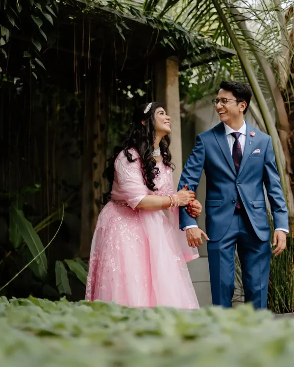 A happy couple shares a look of love amidst the greenery of our venue. Our natural setting provides countless beautiful spots for romantic portraits.