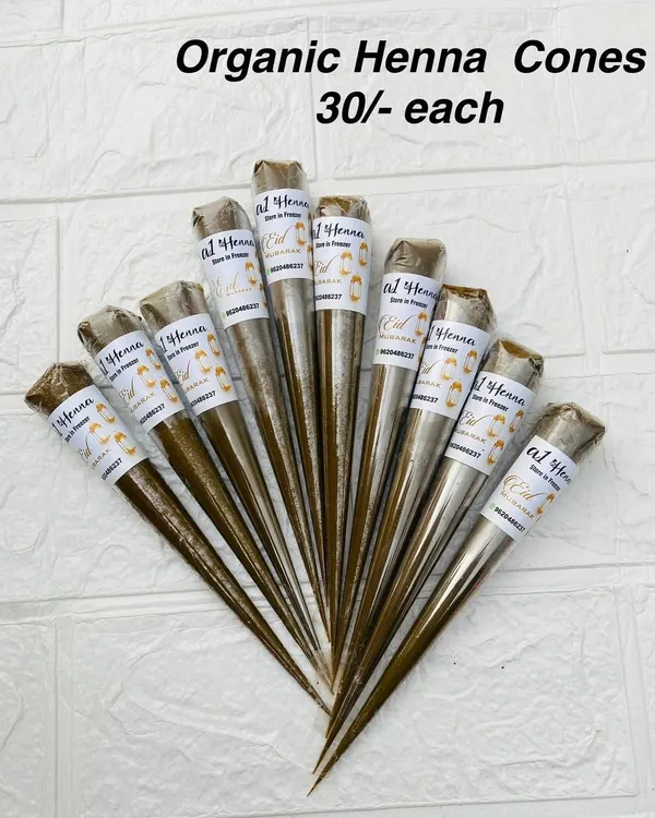 These are my signature Organic Henna Cones, sold individually. Each cone is handmade with 100% natural ingredients to ensure a smooth application and a beautifully dark stain.