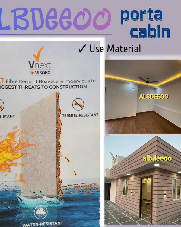 We use VNext Fibre Cement Boards, which are resistant to the three biggest threats: fire, water, and termites. This is a core material that ensures the safety and longevity of our structures.