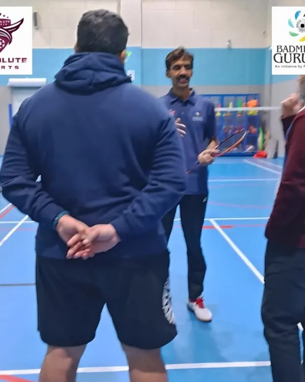 A senior coach from the Pullela Gopichand Academy providing expert guidance at our special coaching camp at Absolute Sports in Doha, Qatar.