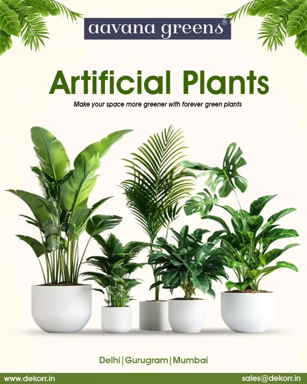A showcase of our most popular artificial plants. This collection includes a variety of leafy greens like Monstera and Palm plants, all in stylish white pots, ready to make your space greener.