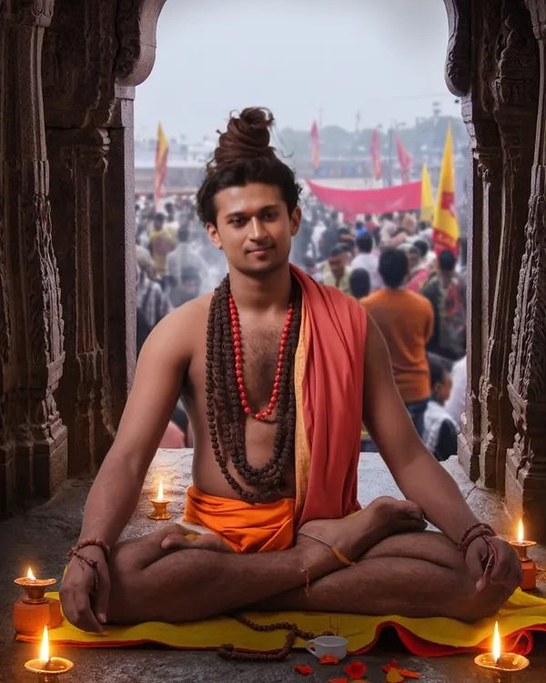 "The fire of desire has turned to ash, in its place, the flame of truth burns." A moment of deep meditation, connecting with the spirit of the sadhu.