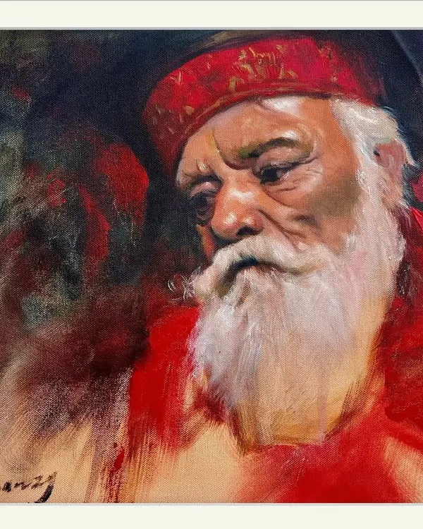 This oil on canvas portrait captures the quiet dignity of an old man wearing a kufi. I focused on the interplay of light and shadow to bring out the texture of his beard and the wisdom in his expression, making it a truly impactful piece.