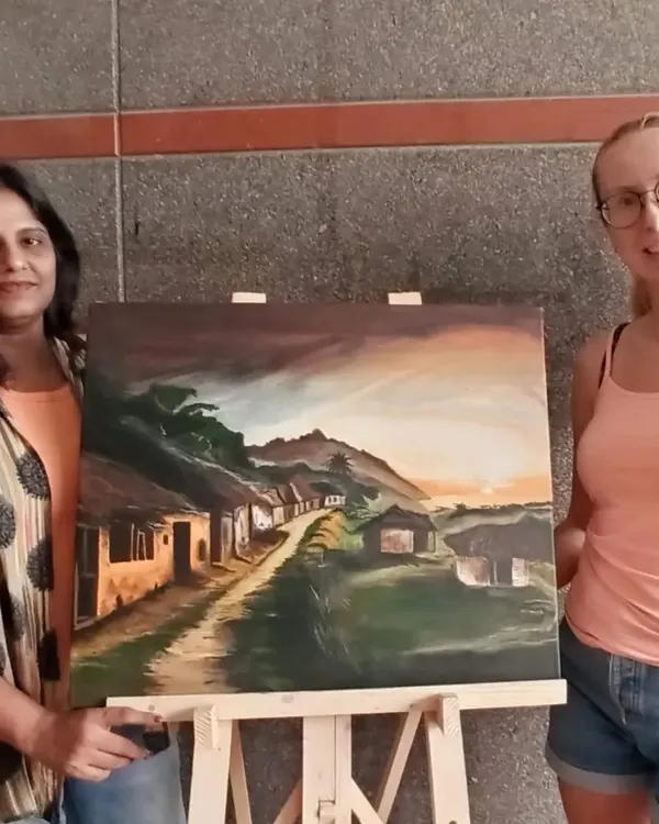 Art connects us globally. I had the pleasure of teaching a participant from Poland, who completed this beautiful landscape painting during our online sessions.