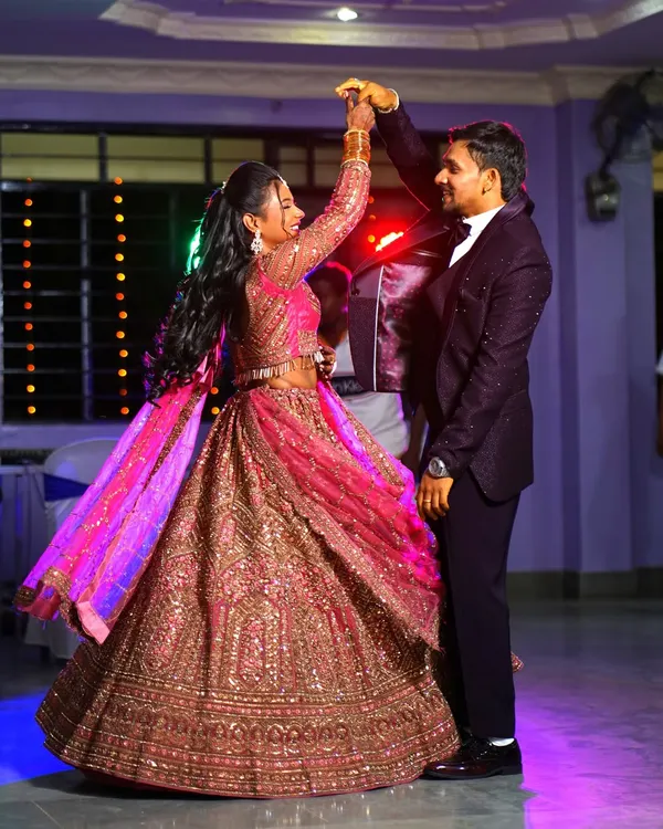 Capturing the movement and joy of a couple's dance at their sangeet. I use techniques to freeze the action while still conveying the energy of the performance.