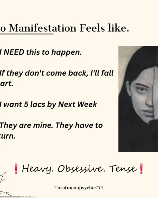 This image shows what ego-based manifestation feels like: heavy, obsessive, and tense. It's rooted in neediness and control, like "I NEED this to happen."