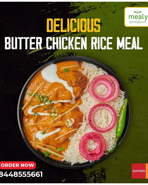 Our Butter Chicken Rice Meal is a top seller for a reason. We use a classic recipe for the rich, creamy butter chicken and pair it with perfectly cooked basmati rice, garnished with fresh cream and onion rings.
